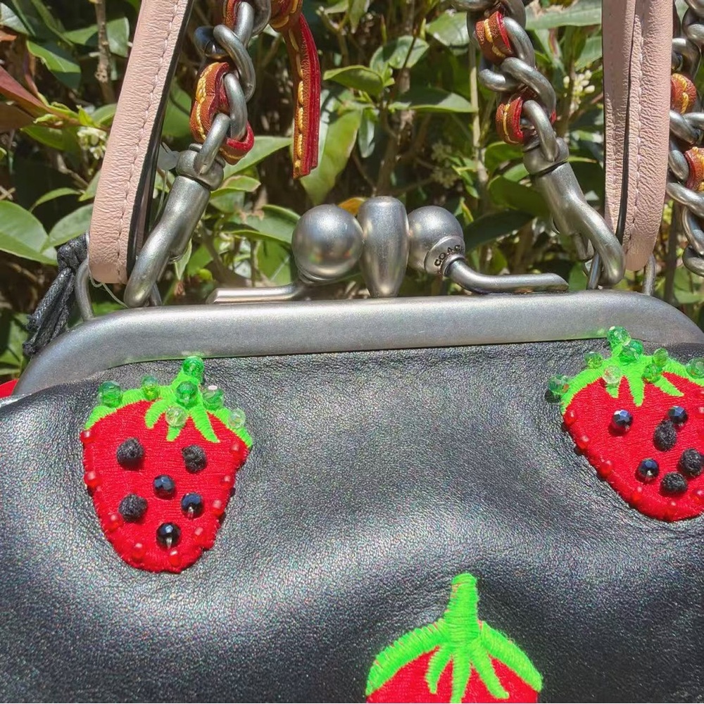 Coach Kisslock Frame Bag With Strawberry Embroidery 11326 - Picture 2 of 13
